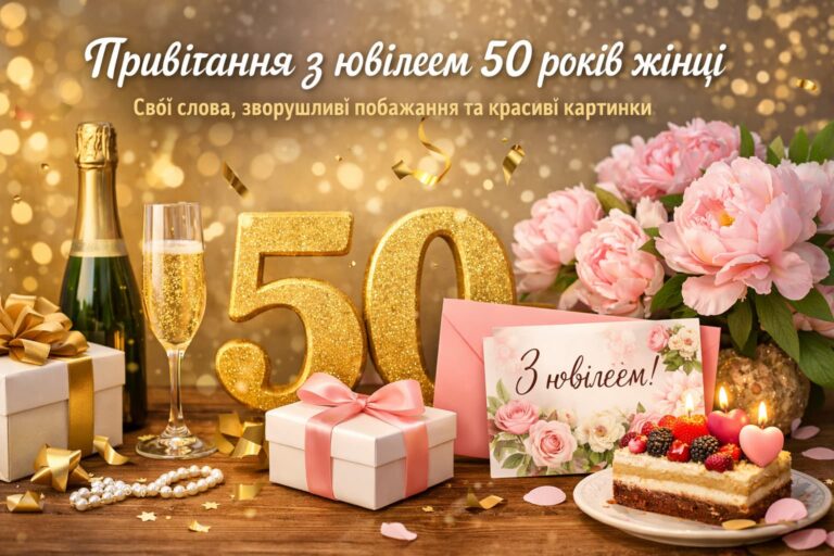 Привітання з 50-річчям жінці