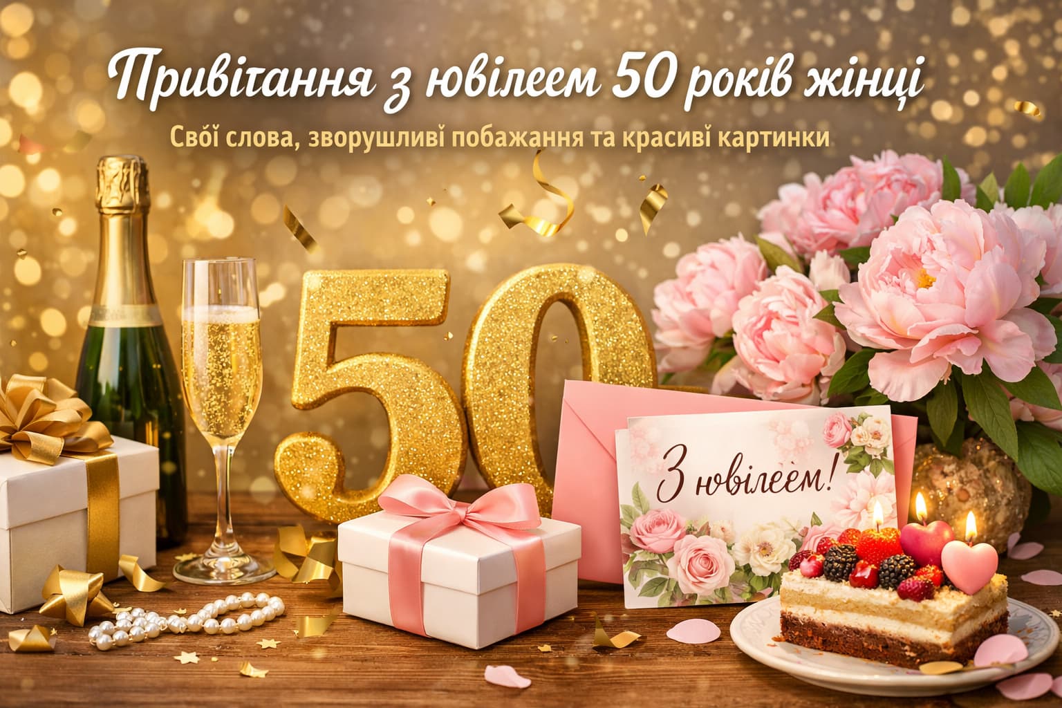 Привітання з 50-річчям жінці
