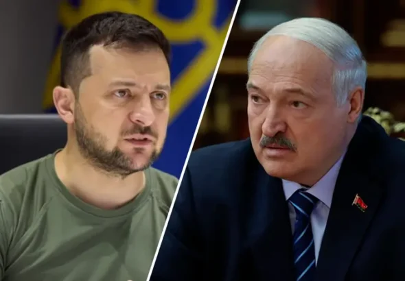 Володимир Зеленський та Олександр Лукашенко на тлі реакції центру при РНБО
